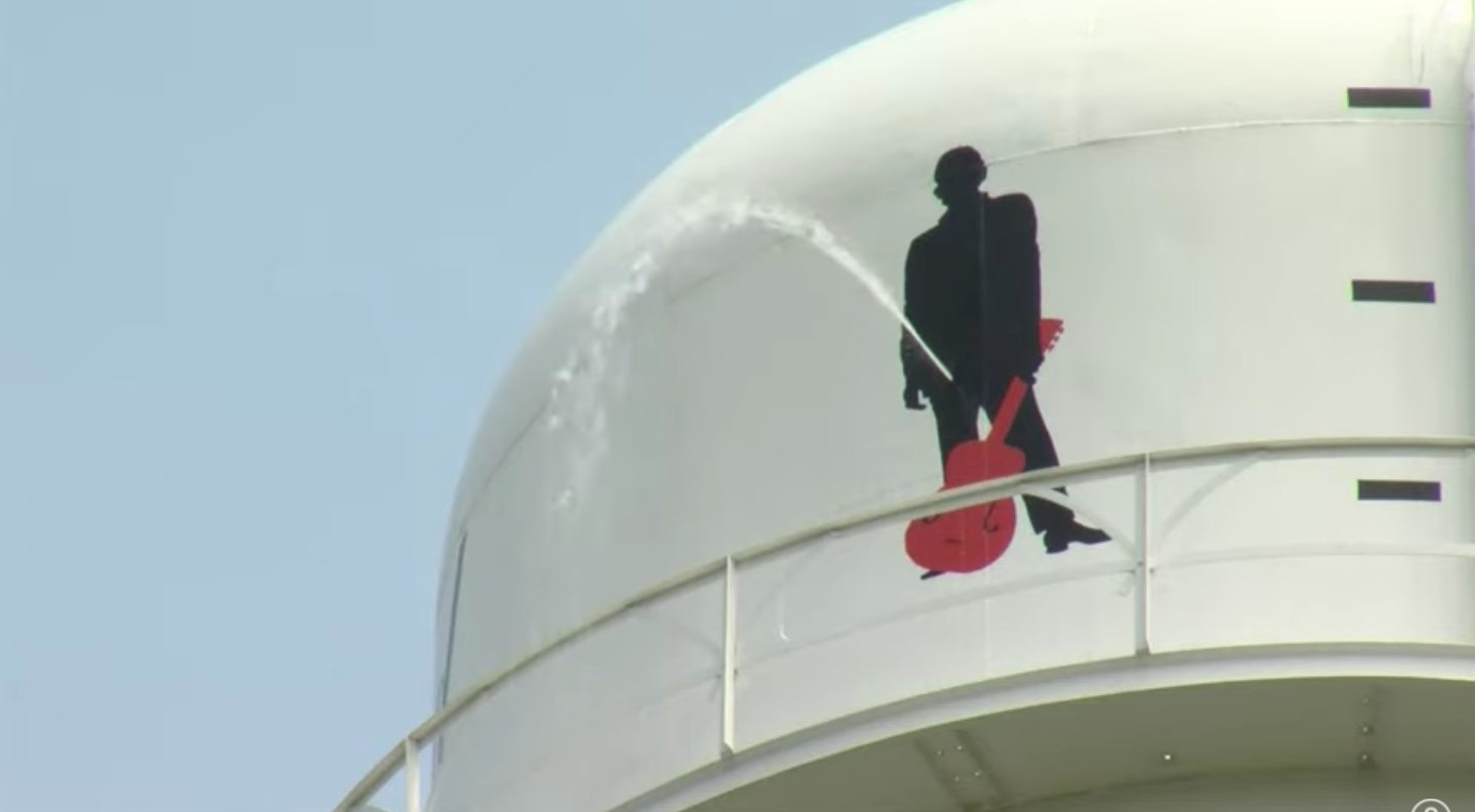 Johnny Cash mural on Arkansas water tower springs an awkward leak The Independent